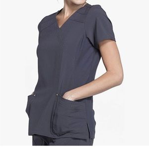NWT Cherokee Iflex Mock Wrap Knit Panel Scrub Top